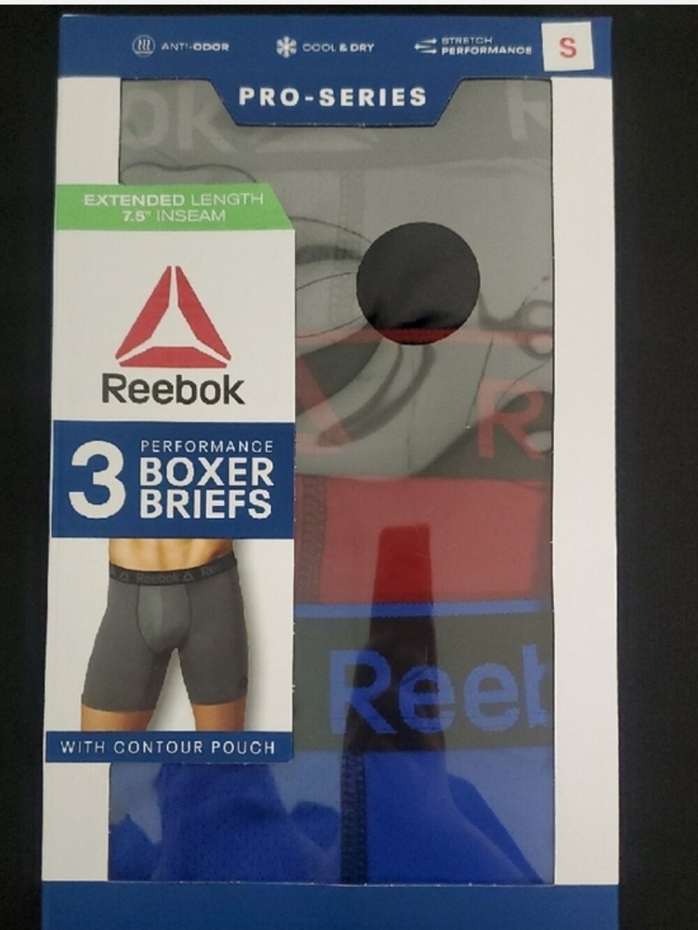 Reebok Performance 3-Pack Men’s Boxer Briefs, NIB